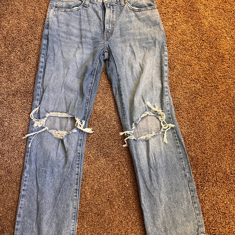 Levi's Light Blue Ripped Straight Leg Jeans